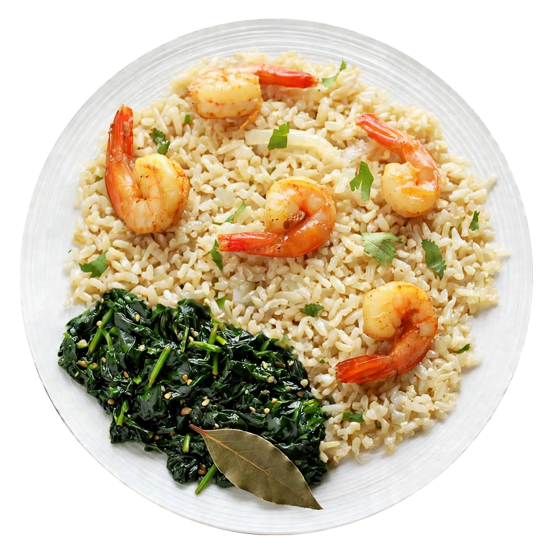 Coconut Rice with Shrimp and Sautéed Vegetables