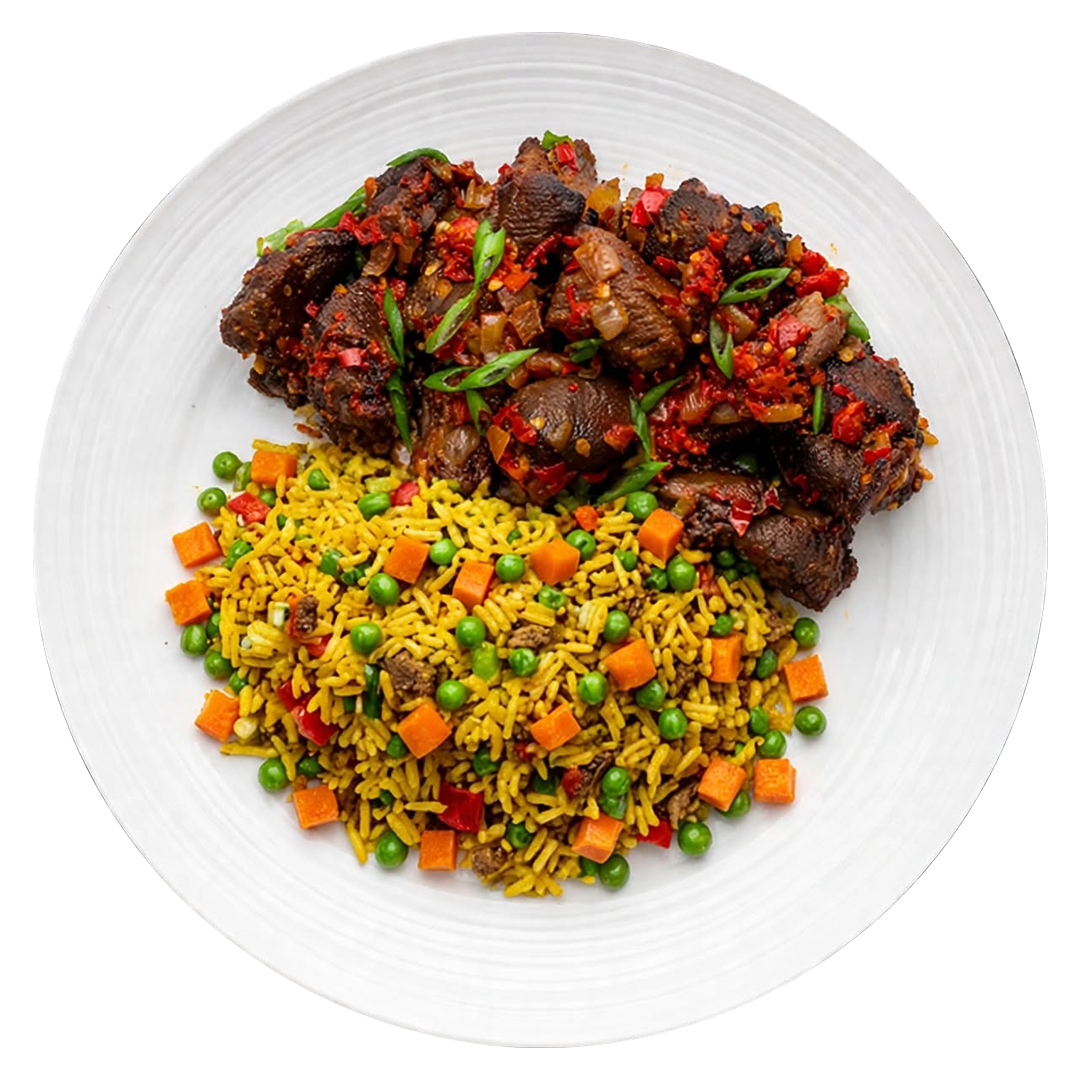 Fried Rice with Spiced Goat Meat