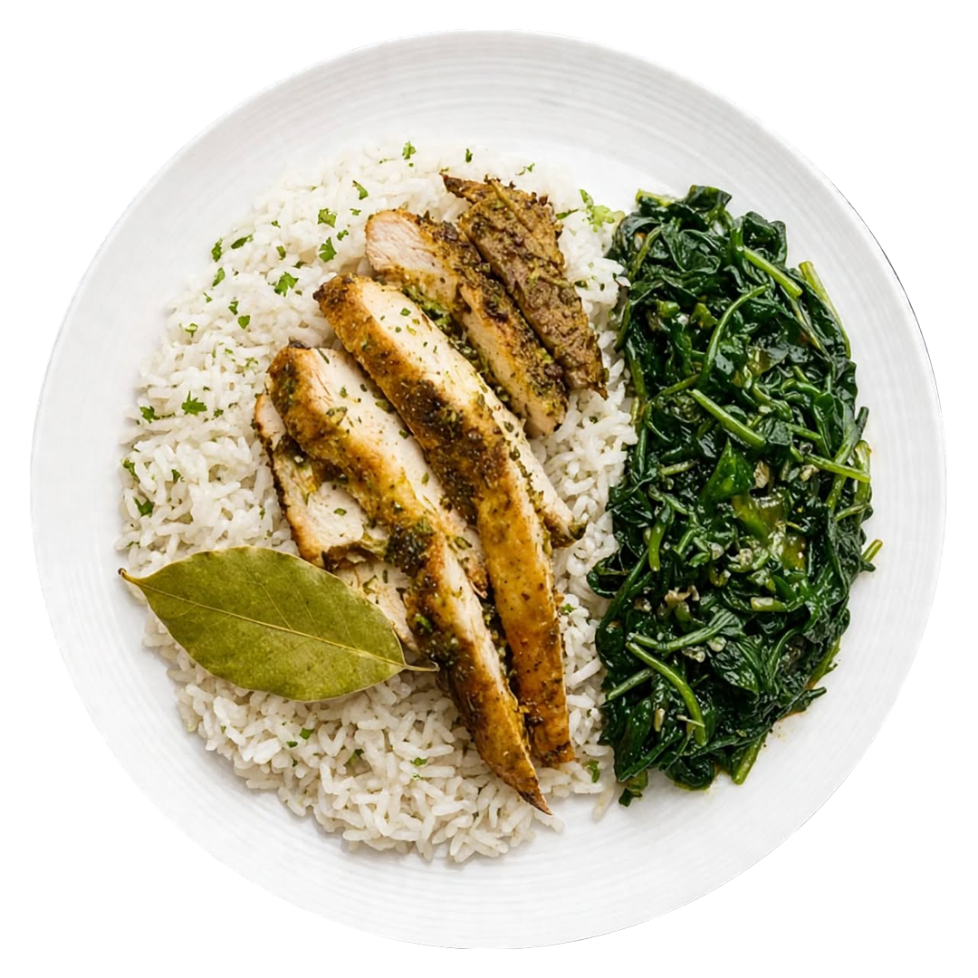 Coconut Rice with Sautéed Vegetables & Chicken