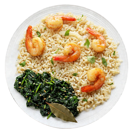 Coconut Rice with Shrimp and Sautéed Vegetables
