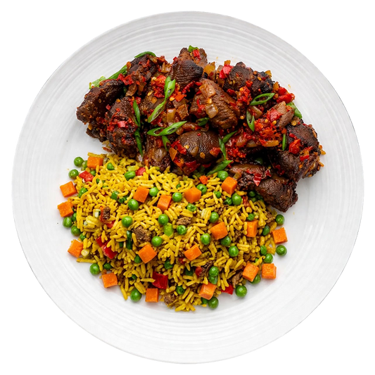 Fried Rice with Spiced Goat Meat