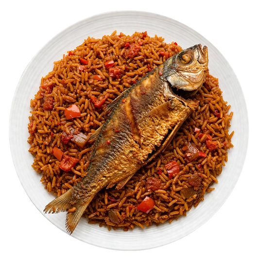 Smoked Fish with Jollof Rice & Sautéed Vegetables